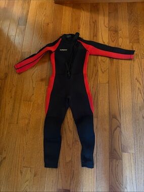 Childs Black and Red Full-Body Wetsuit